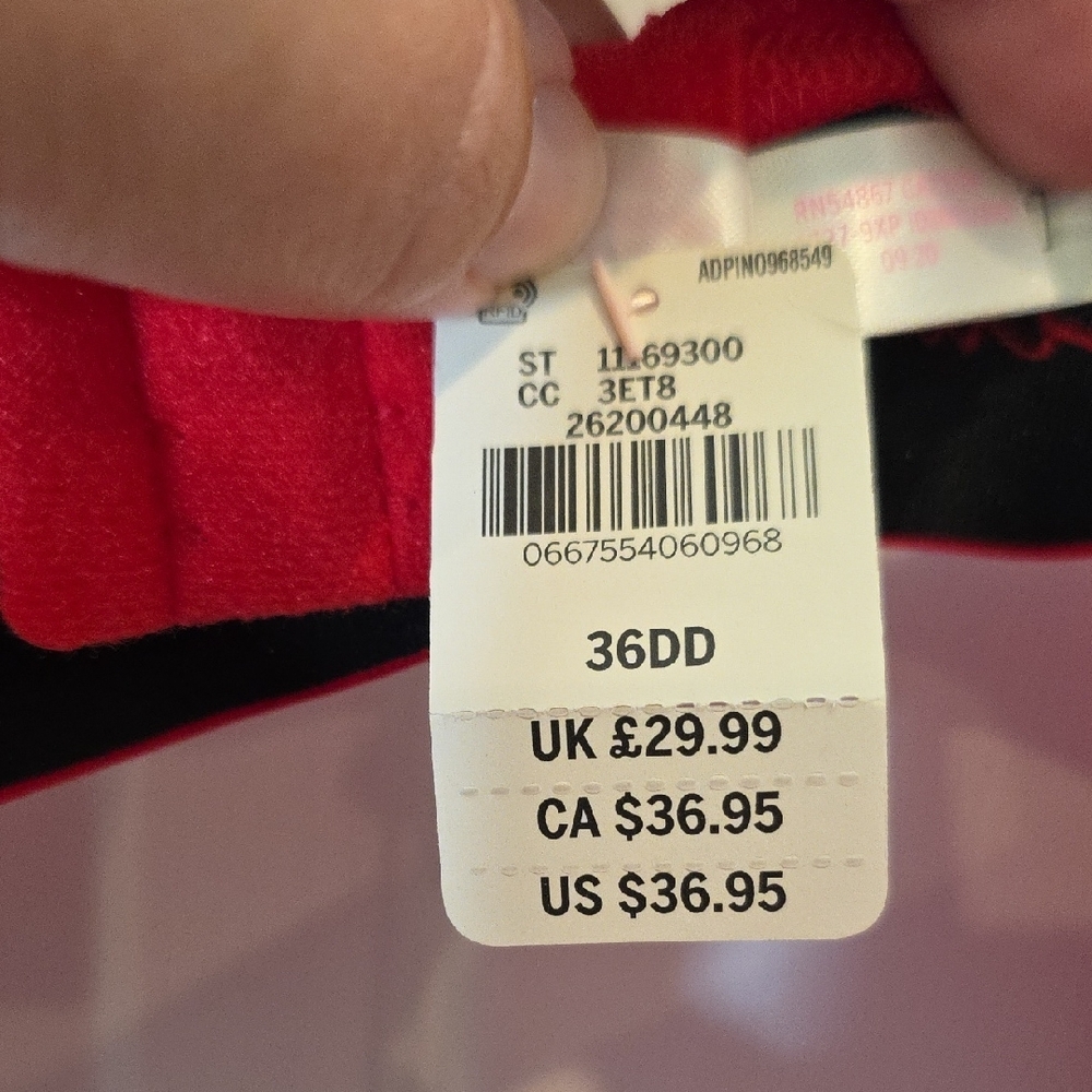 NWT Pink by Victoria's Secret Wear Everywhere Push-Up Bra in Red, Size 36DD - Picture 6 of 12